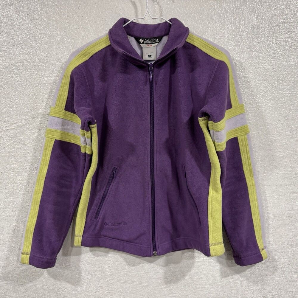 Columbia XCO Womens Fleece Jacket Full Zip Purple Yellow Retro Gorpcore Med